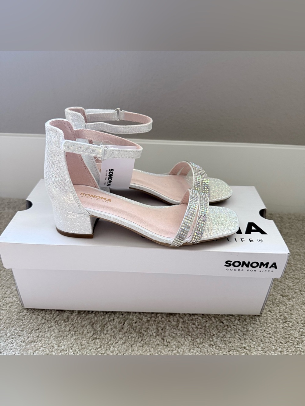 NWB Sonoma Halana Silver girl’s size 1 dress shoes